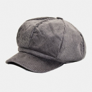 Kvinder Corduroy Retro Casual Stripes Udendørs Daglige Malerhat Ottekantet Huer Baskerhat