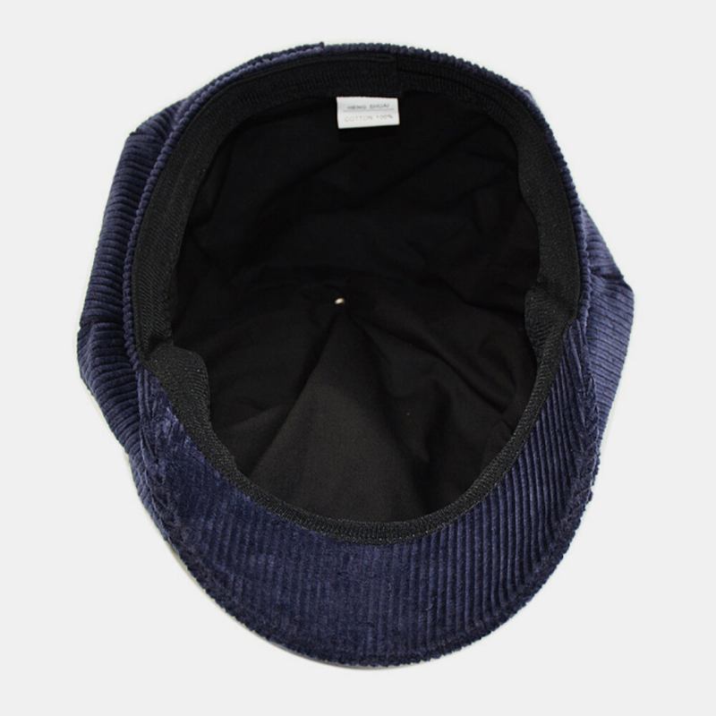 Kvinder Corduroy Retro Casual Stripes Udendørs Daglige Malerhat Ottekantet Huer Baskerhat