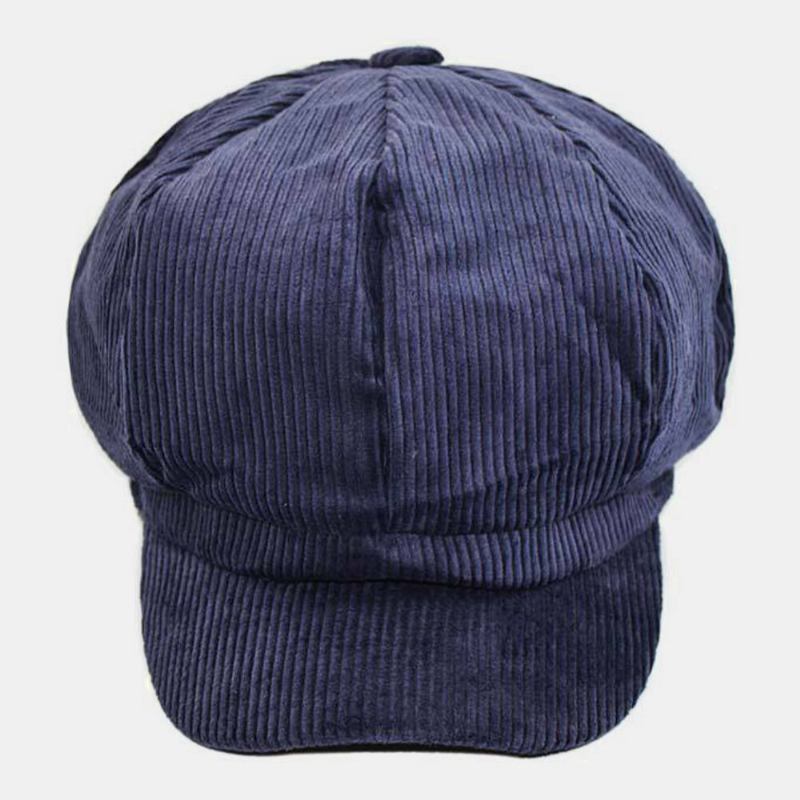 Kvinder Corduroy Retro Casual Stripes Udendørs Daglige Malerhat Ottekantet Huer Baskerhat