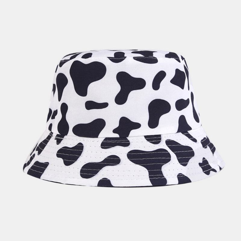 Kvinder Dobbelt-side-wear Zebra Cow Panda Mønster Print Bucket Huer Mode Casual All-match Sunscreen Beach Hat