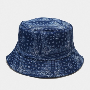 Kvinder Dobbeltsidet Sommer Uv-beskyttelse Cashew-blomstermønster Broderi Casual Stilfuld Solhat Bucket Hat