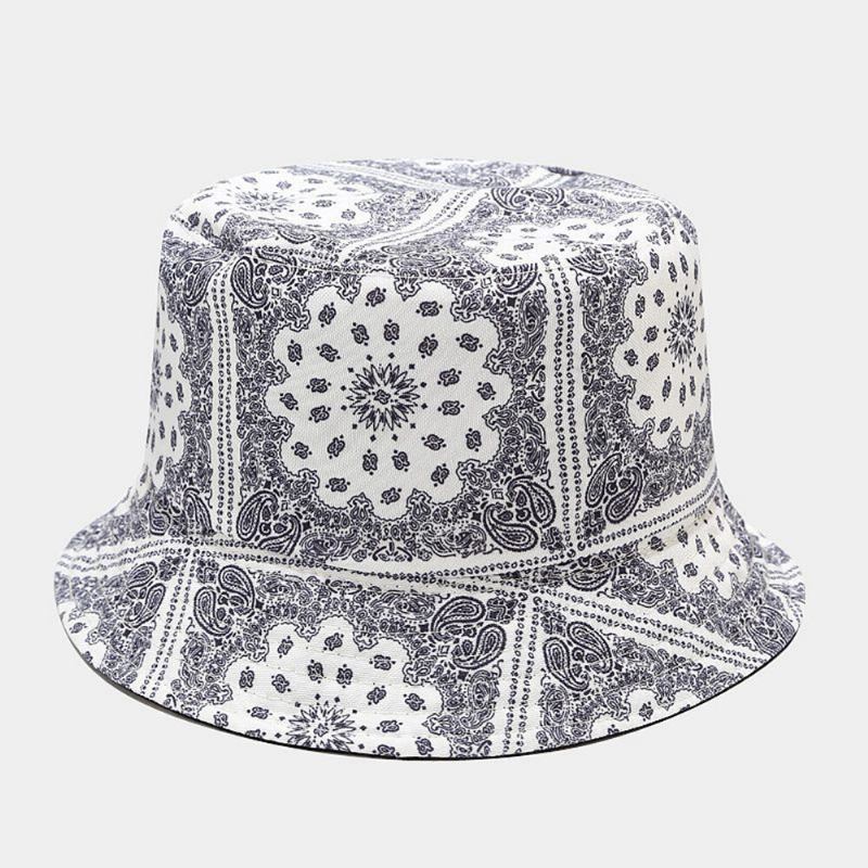 Kvinder Dobbeltsidet Sommer Uv-beskyttelse Cashew-blomstermønster Broderi Casual Stilfuld Solhat Bucket Hat