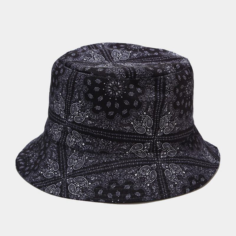 Kvinder Dobbeltsidet Sommer Uv-beskyttelse Cashew-blomstermønster Broderi Casual Stilfuld Solhat Bucket Hat