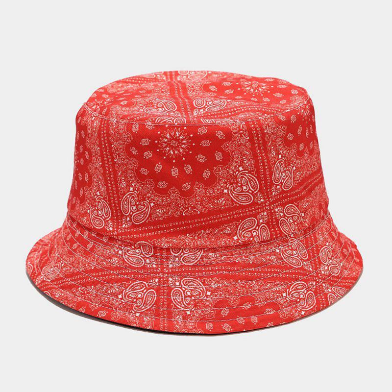 Kvinder Dobbeltsidet Sommer Uv-beskyttelse Cashew-blomstermønster Broderi Casual Stilfuld Solhat Bucket Hat