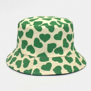 Kvinder Mænd Love Print Mønster Dobbeltsidet Udendørs Casual Solskygge Bucket Hat