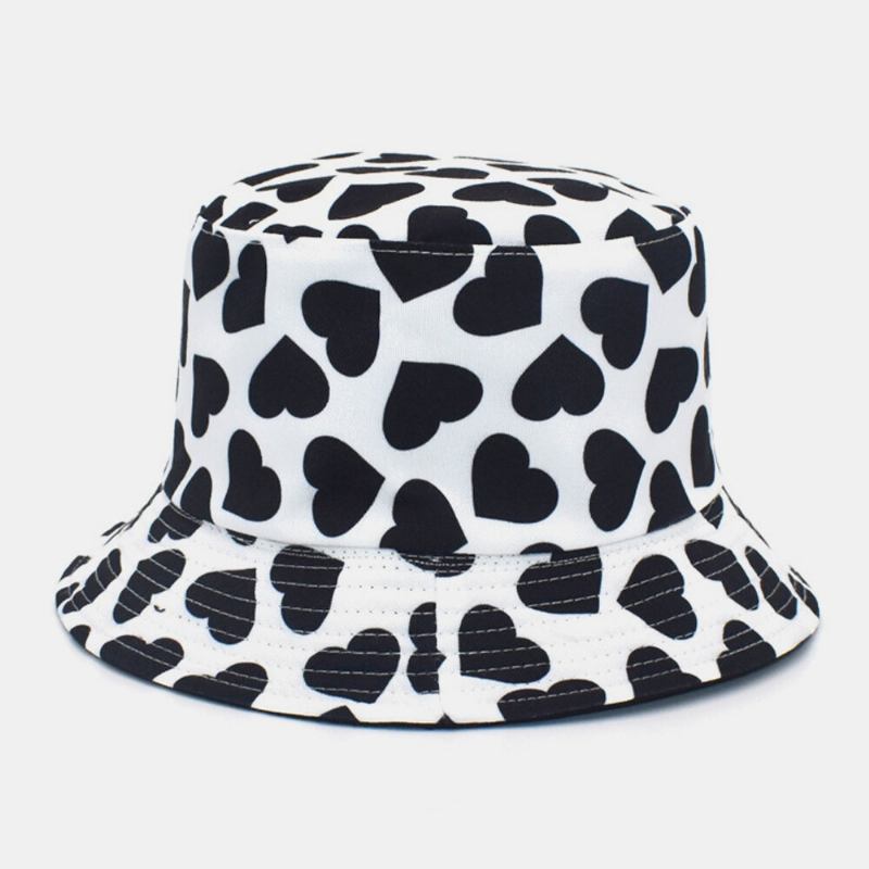 Kvinder Mænd Love Print Mønster Dobbeltsidet Udendørs Casual Solskygge Bucket Hat