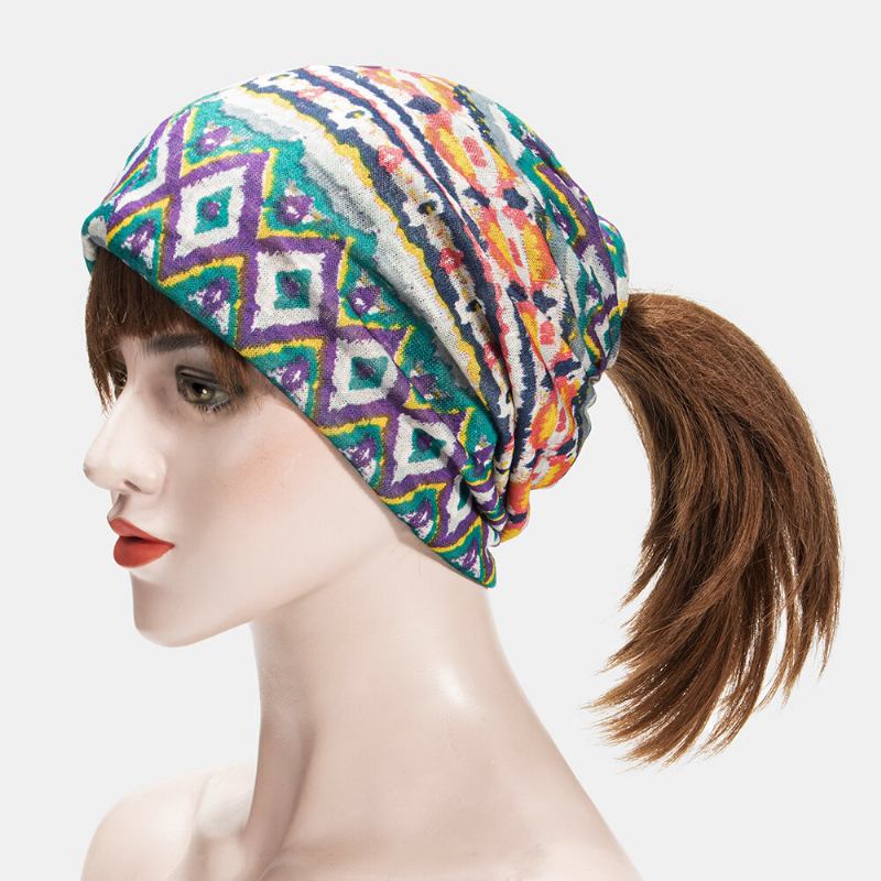 Kvinder Multi-purpose Print Turban Kasket Casual Sommer Udendørs Hals Gaiter God Elastisk Blød Beanie Hat