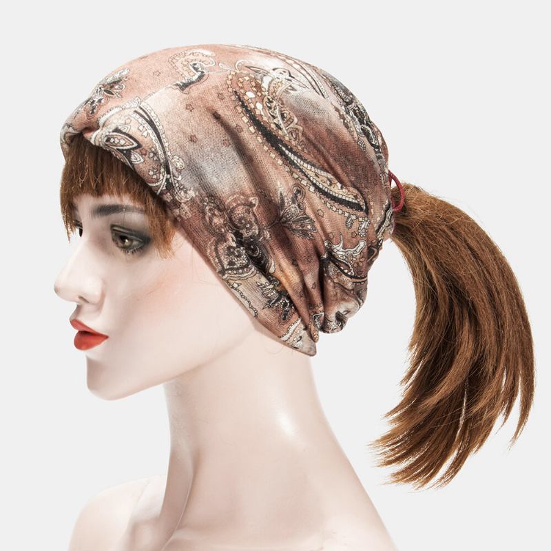 Kvinder Multi-purpose Printing Turban Kasket Casual Sommer Udendørs Hals Gaiter God Elastisk Blød Beanie Hat