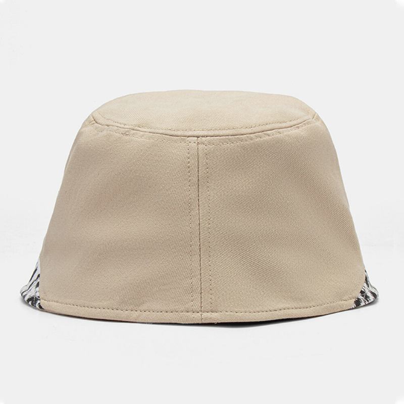 Kvinder Patchwork Leopardmønster Solhat Bomuld Mode All-match Solcreme Bucket Hat