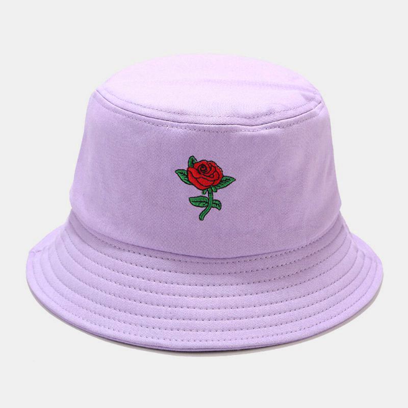 Kvinder Sommer Uv Beskyttelse Blomstermønster Broderi Afslappet Sød Solhat Bucket Hat