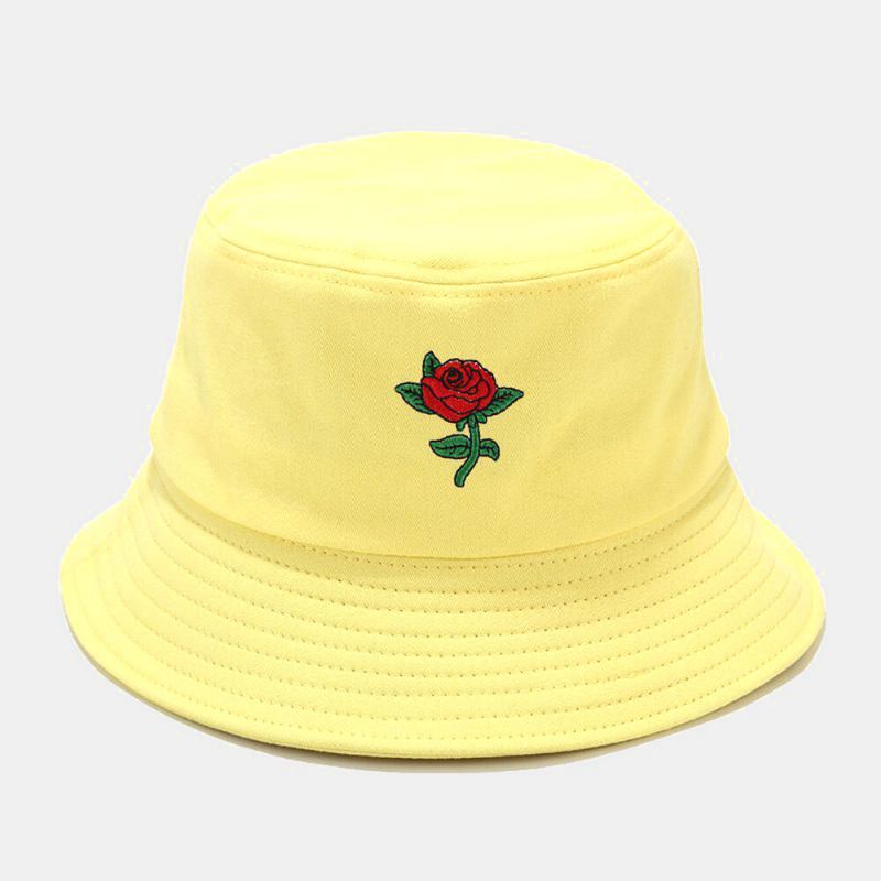 Kvinder Sommer Uv Beskyttelse Blomstermønster Broderi Afslappet Sød Solhat Bucket Hat