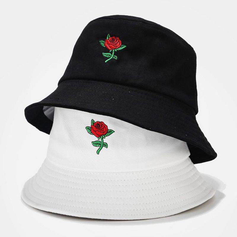 Kvinder Sommer Uv Beskyttelse Blomstermønster Broderi Afslappet Sød Solhat Bucket Hat