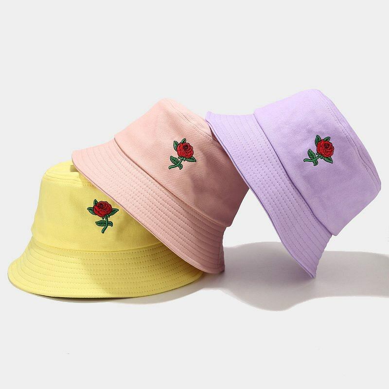 Kvinder Sommer Uv Beskyttelse Blomstermønster Broderi Afslappet Sød Solhat Bucket Hat