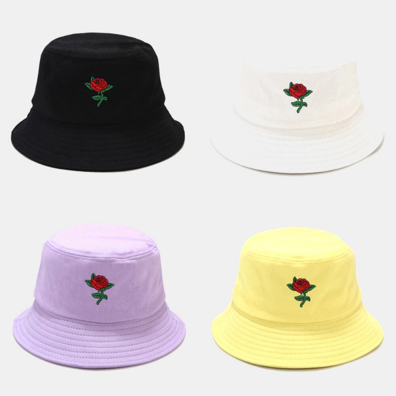 Kvinder Sommer Uv Beskyttelse Blomstermønster Broderi Afslappet Sød Solhat Bucket Hat