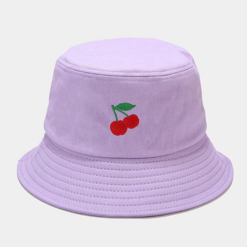 Kvinder Sommer Uv Beskyttelse Frugtmønster Broderi Casual Sød Visir Solhat Bucket Hat