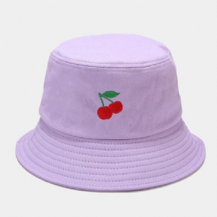 Kvinder Sommer Uv Beskyttelse Frugtmønster Broderi Casual Sød Visir Solhat Bucket Hat