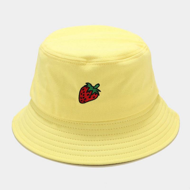 Kvinder Sommer Uv Beskyttelse Frugtmønster Broderi Casual Sød Visir Solhat Bucket Hat