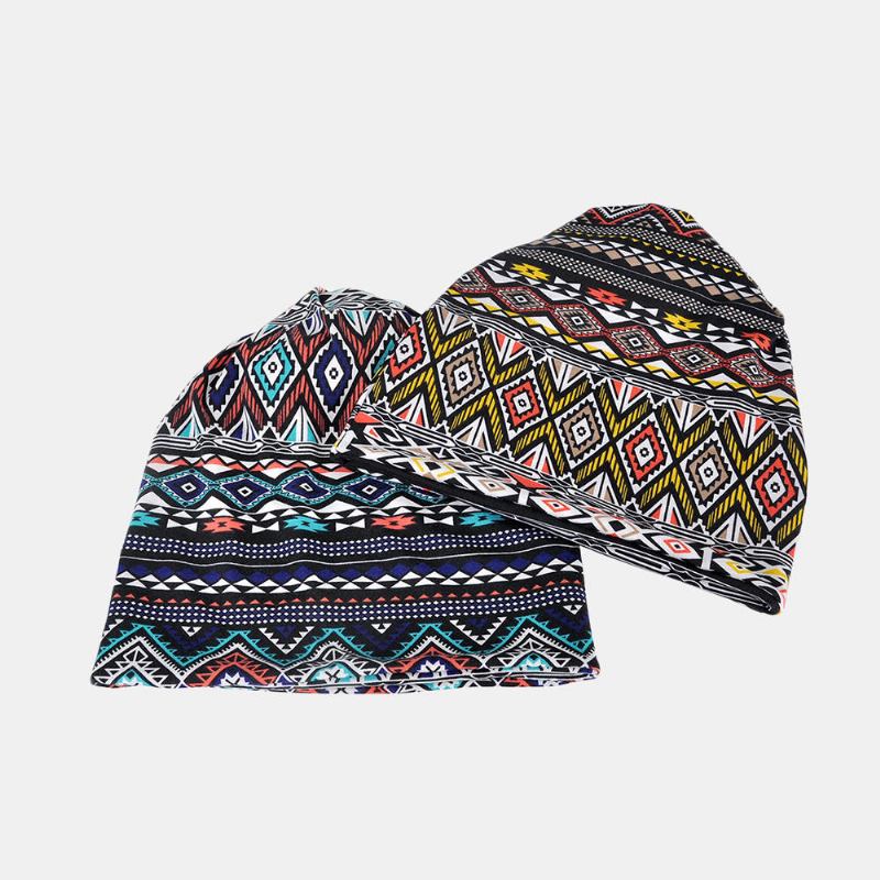 Kvinder Vinter Bomuld Geometrisk Mønster Beanie Cap