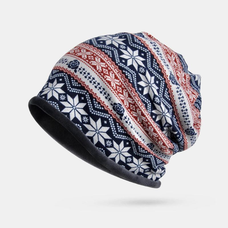 Kvinder Vinter Bomuld Multi-purpose Flower Printing Beanie