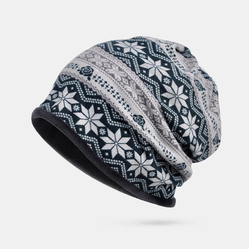 Kvinder Vinter Bomuld Multi-purpose Flower Printing Beanie