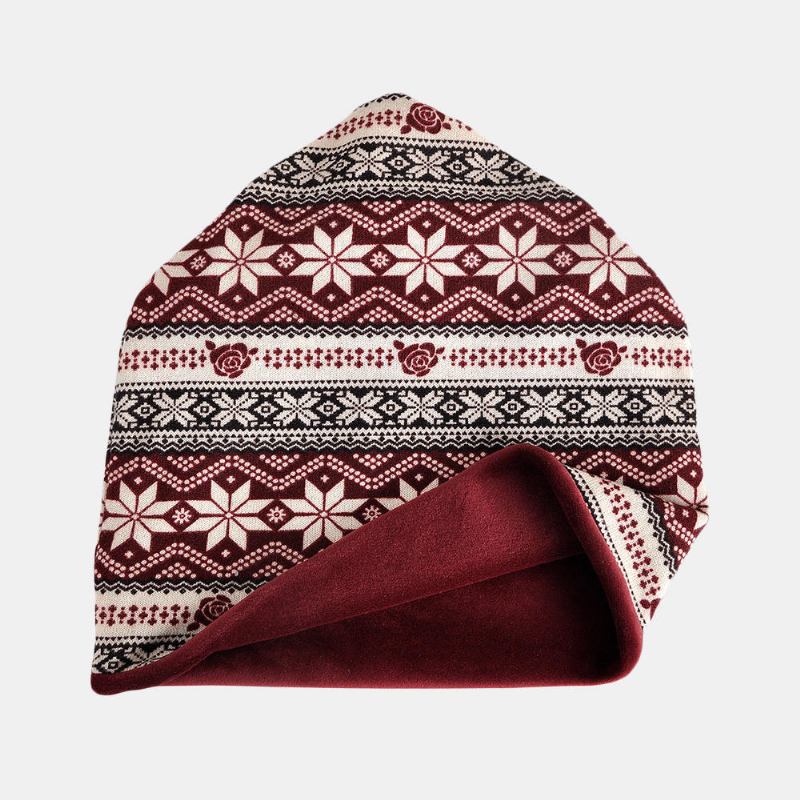 Kvinder Vinter Bomuld Multi-purpose Flower Printing Beanie