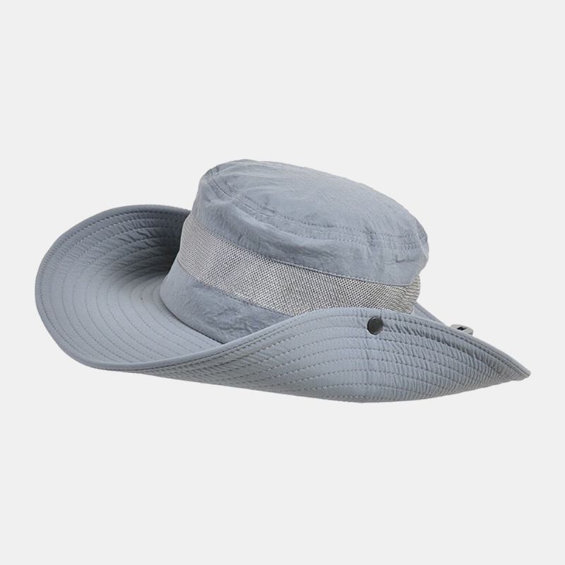 Mænd Åndbar Mesh Big Rim Udendørs Fiskeri Klatring Uv Beskyttelse Solsejl Vandtæt Bucket Hat