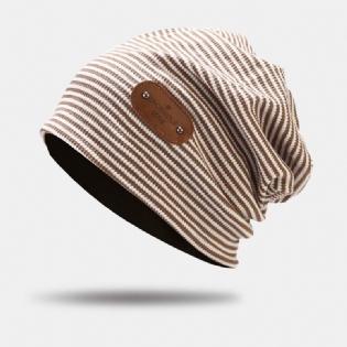 Mænd Beanie Har Retro Patch Stripe Gitter Ørebeskyttelse Varm Baotou Kasket Til Damer