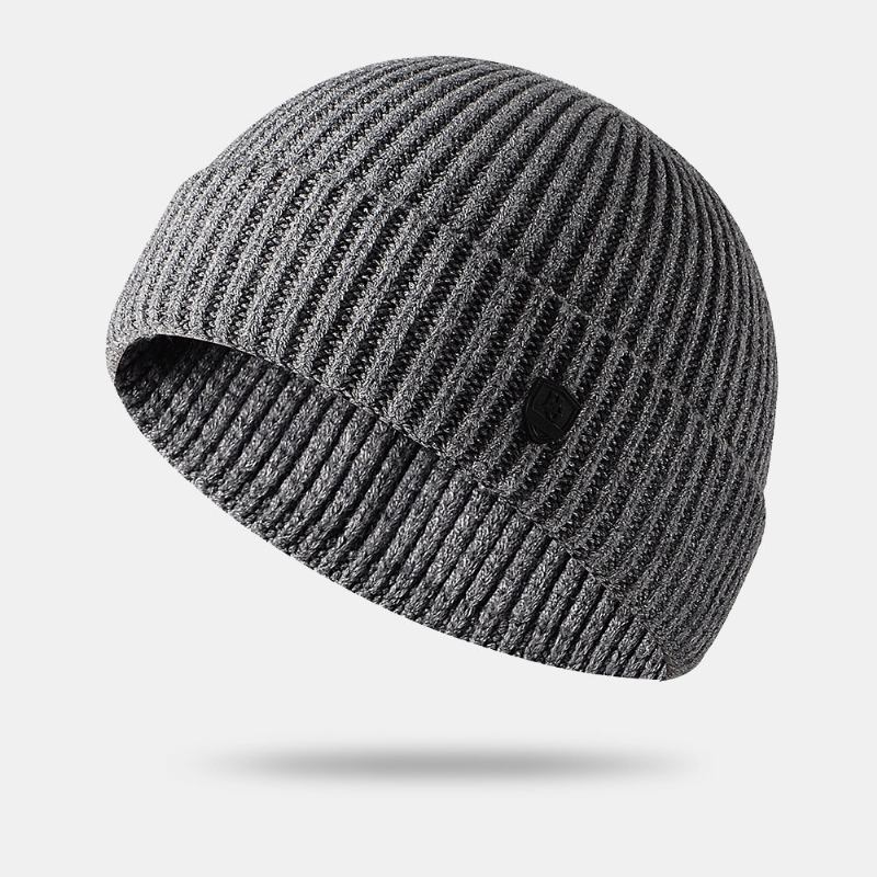 Mænd Beanie Hatte Strikket Brev Etiket All-match Thicken Warmth Landlord Kasket Skull Cap