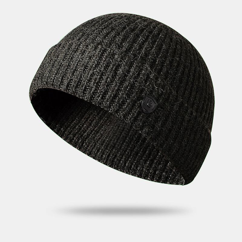 Mænd Beanie Hatte Strikket Brev Etiket All-match Thicken Warmth Landlord Kasket Skull Cap