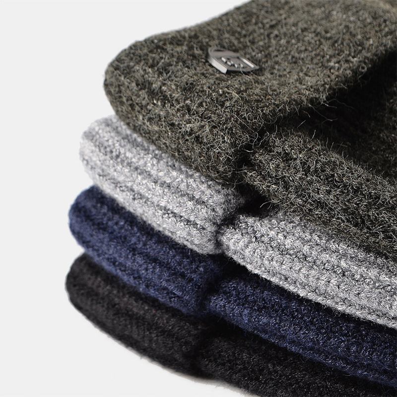 Mænd Beanie Hatte Strikket Brev Etiket All-match Thicken Warmth Landlord Kasket Skull Cap