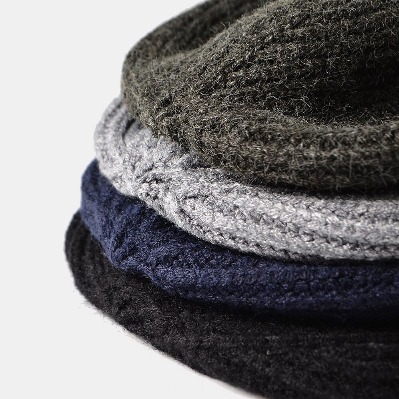 Mænd Beanie Hatte Strikket Brev Etiket All-match Thicken Warmth Landlord Kasket Skull Cap