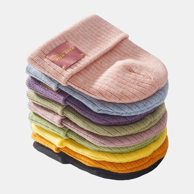 Mænd Beanie Huer Bomuld Strikket Stribet Farve Kontrast Bogstaver Patch All-match Warm Huer Til Damer