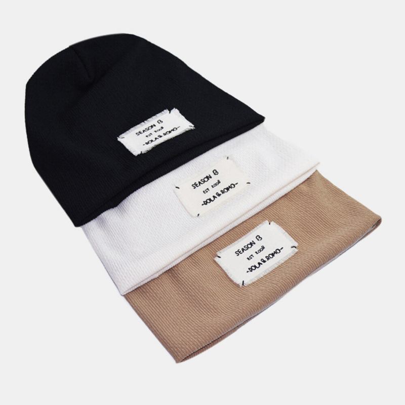 Mænd Beanie Huer Ensfarvet Broderi Brev Patch Dobbeltlags Åndbar Brimless Huer Til Kvinder