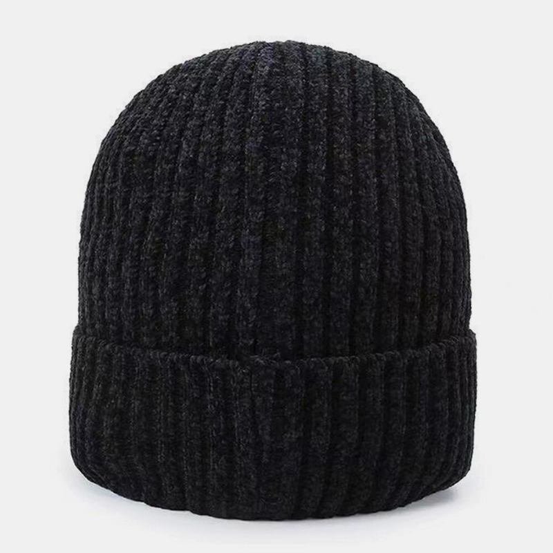 Mænd Bogstavmønster Efterår Vinter Ørebeskyttelse Cool Protection Strikket Hue Elastic Thicken Plus Velvet Warm Huer Beanie Hat