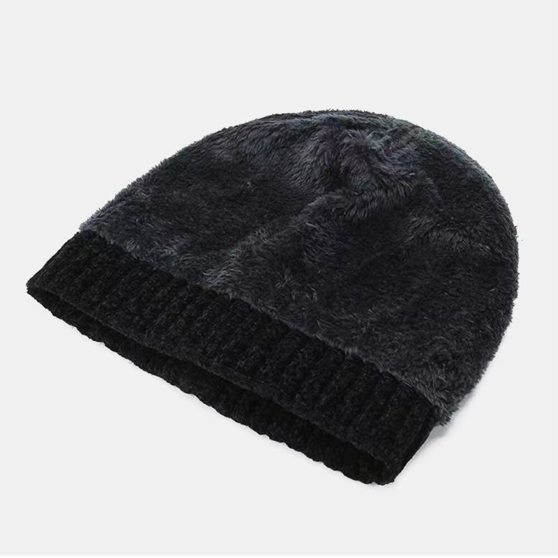 Mænd Bogstavmønster Efterår Vinter Ørebeskyttelse Cool Protection Strikket Hue Elastic Thicken Plus Velvet Warm Huer Beanie Hat