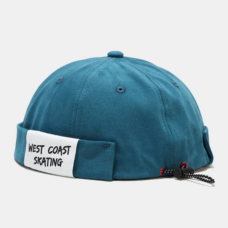 Mænd Bomuld Brev Slogan Patchwork Udendørs Casual Udlejer Kasket Kanteløs Beanie Skull Cap