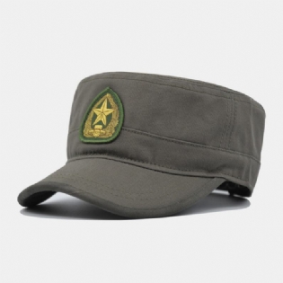 Mænd Bomuld Camouflage Broderi Femtakket Print Udendørs Sport Bjergbestigning Flad Huer Peaked Kasket Militær Hat