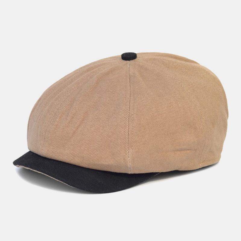 Mænd Bomuld Farve Matchende Retro Newsboy Huer Baret Kasket Octagonal Huer Painter Kasket Forward Cap