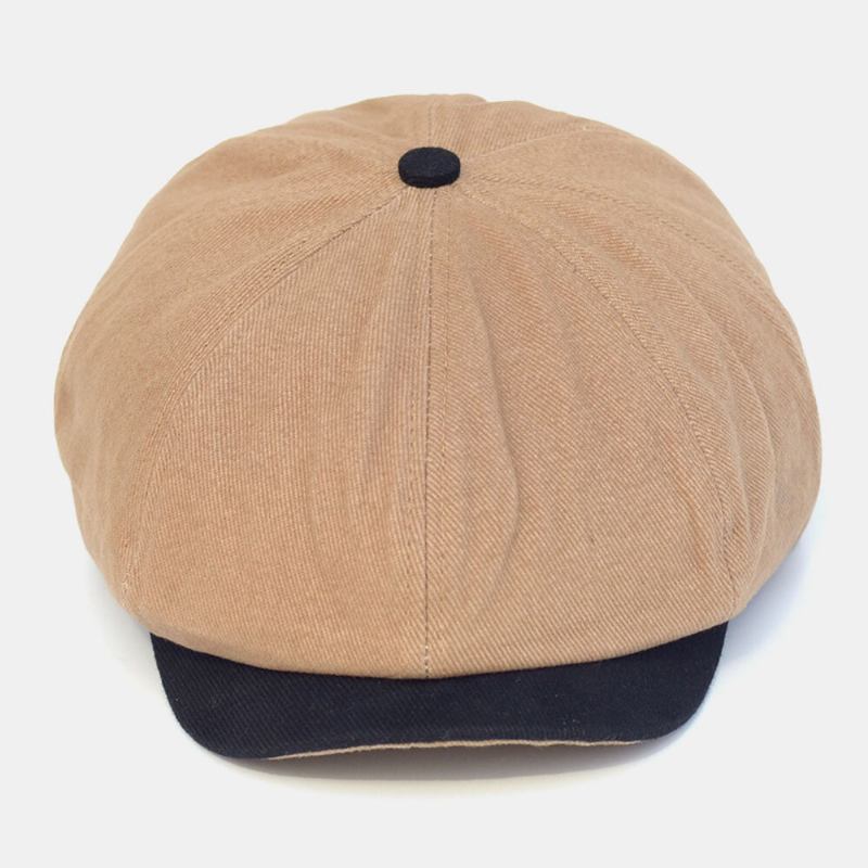 Mænd Bomuld Farve Matchende Retro Newsboy Huer Baret Kasket Octagonal Huer Painter Kasket Forward Cap