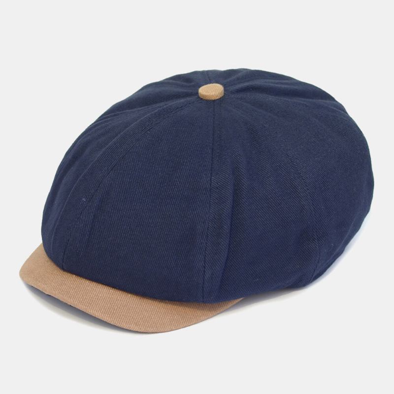 Mænd Bomuld Farve Matchende Retro Newsboy Huer Baret Kasket Octagonal Huer Painter Kasket Forward Cap