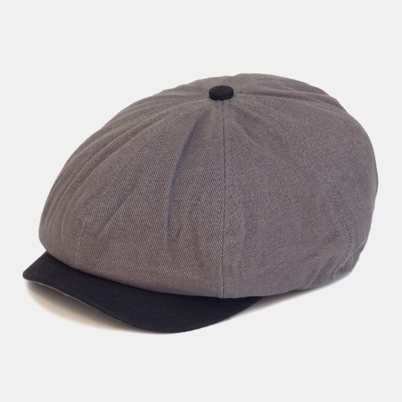 Mænd Bomuld Farve Matchende Retro Newsboy Huer Baret Kasket Octagonal Huer Painter Kasket Forward Cap