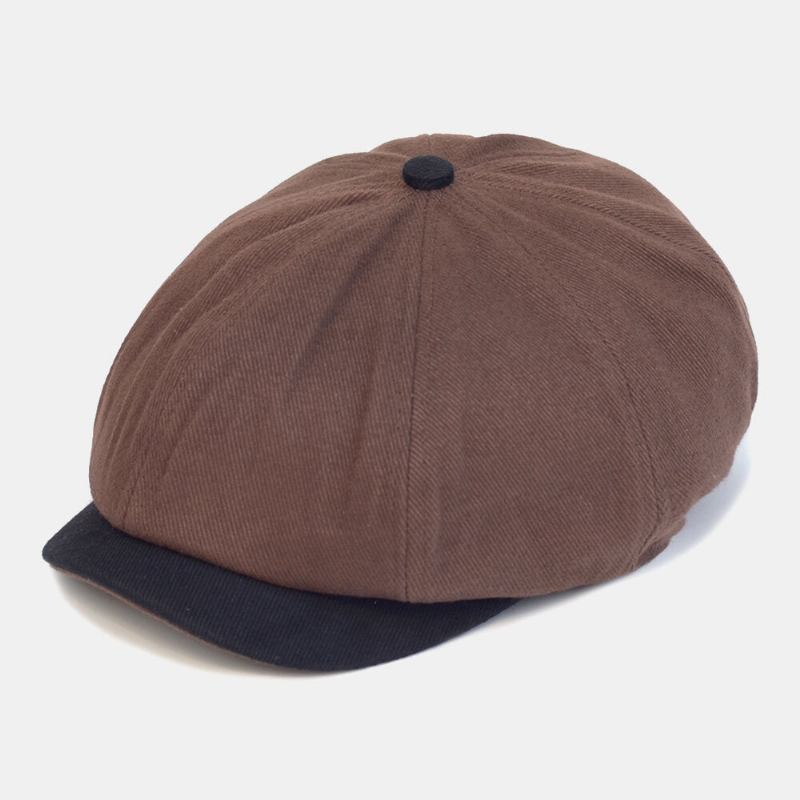 Mænd Bomuld Farve Matchende Retro Newsboy Huer Baret Kasket Octagonal Huer Painter Kasket Forward Cap