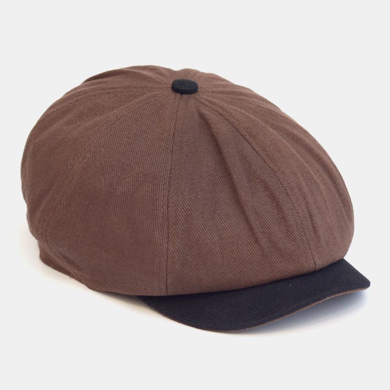 Mænd Bomuld Farve Matchende Retro Newsboy Huer Baret Kasket Octagonal Huer Painter Kasket Forward Cap