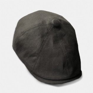 Mænd Bomuld Linned Baskerhue Ensfarvet Retro Wild Newsboy Huer Forward Kasket Octagonal Hat