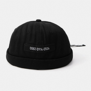 Mænd Bomuld Numbers Slogan Patch Street Retro Brimless Beanie Landlord Kasket Skull Cap