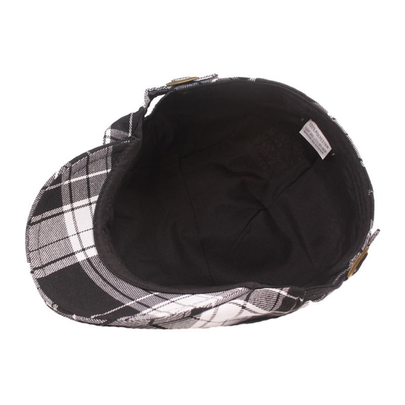 Mænd Bomuld Plaid Mønster Solskærm Kort Skygge Casual Vintage Forward Hatte Baret Flade Kasketter