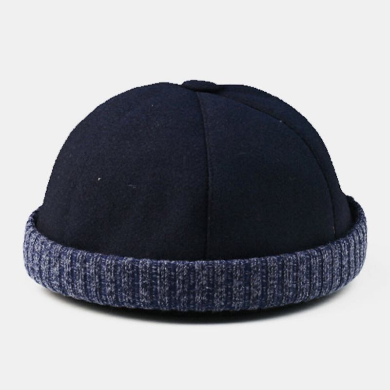 Mænd Bomuld Polyester Ensfarvet Crimping Casual Justerbar Solsejl Åndbar Beanie Udlejer Kasket Skull Cap