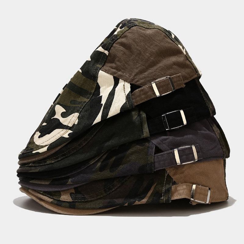 Mænd Bomulds Baret Kasket Camouflage Casual Solsejl Fremad Huer Flad Kasket