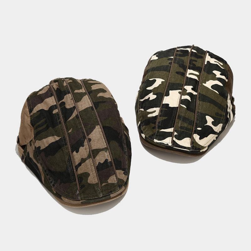 Mænd Bomulds Baret Kasket Camouflage Casual Solsejl Fremad Huer Flad Kasket