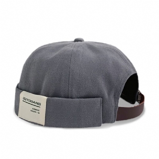 Mænd Bomuldsbrevlabel Casual All-match Justerbar Uden Kant Beanie Landlord Kasketter Skull Caps